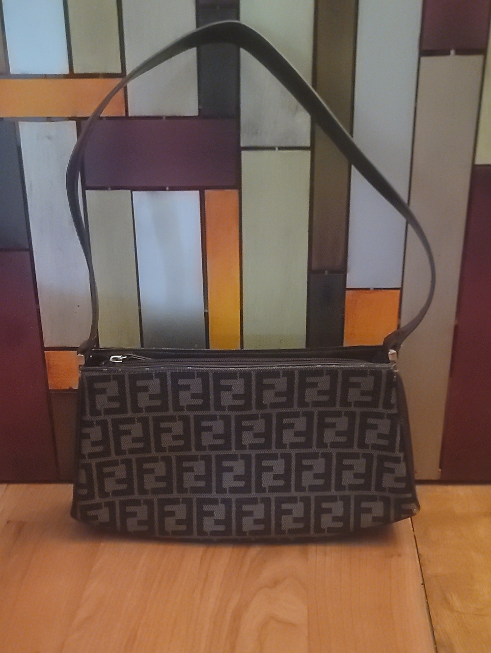 Black Patterned Shoulder Bag
